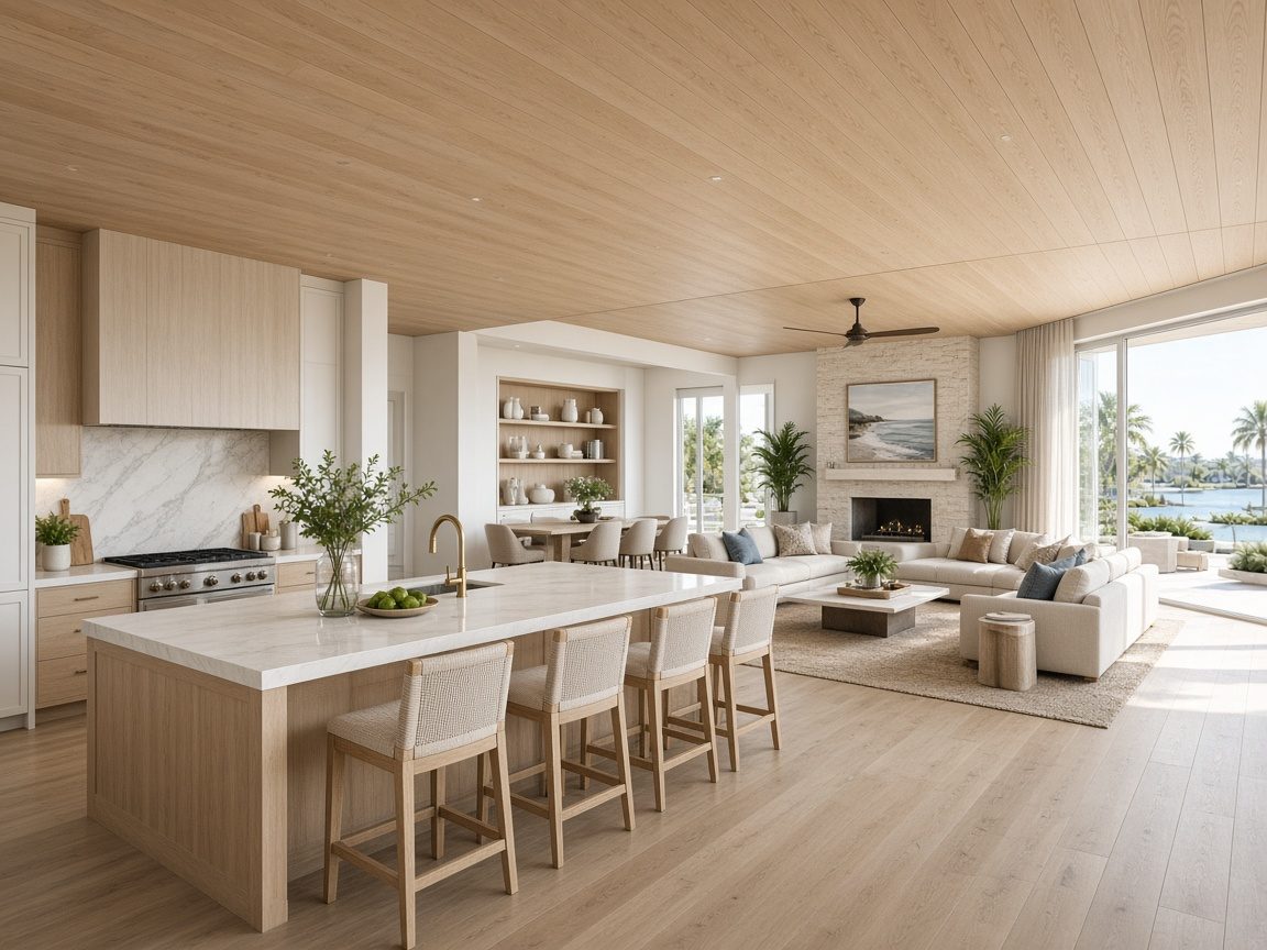 Design rendering: idea kitchen oak tongue groove ceiling rendering concept