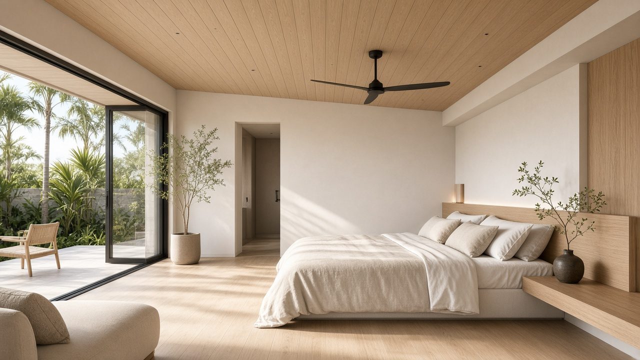 Design rendering: Japandi Oak Ceiling Concept